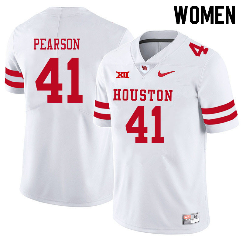 Women #41 Chris Pearson Houston Cougars College Big 12 Conference Football Jerseys Sale-White